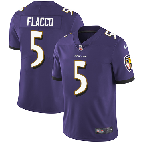 Nike Ravens #5 Joe Flacco Purple Team Color Men's Stitched NFL Vapor Untouchable Limited Jersey - Click Image to Close